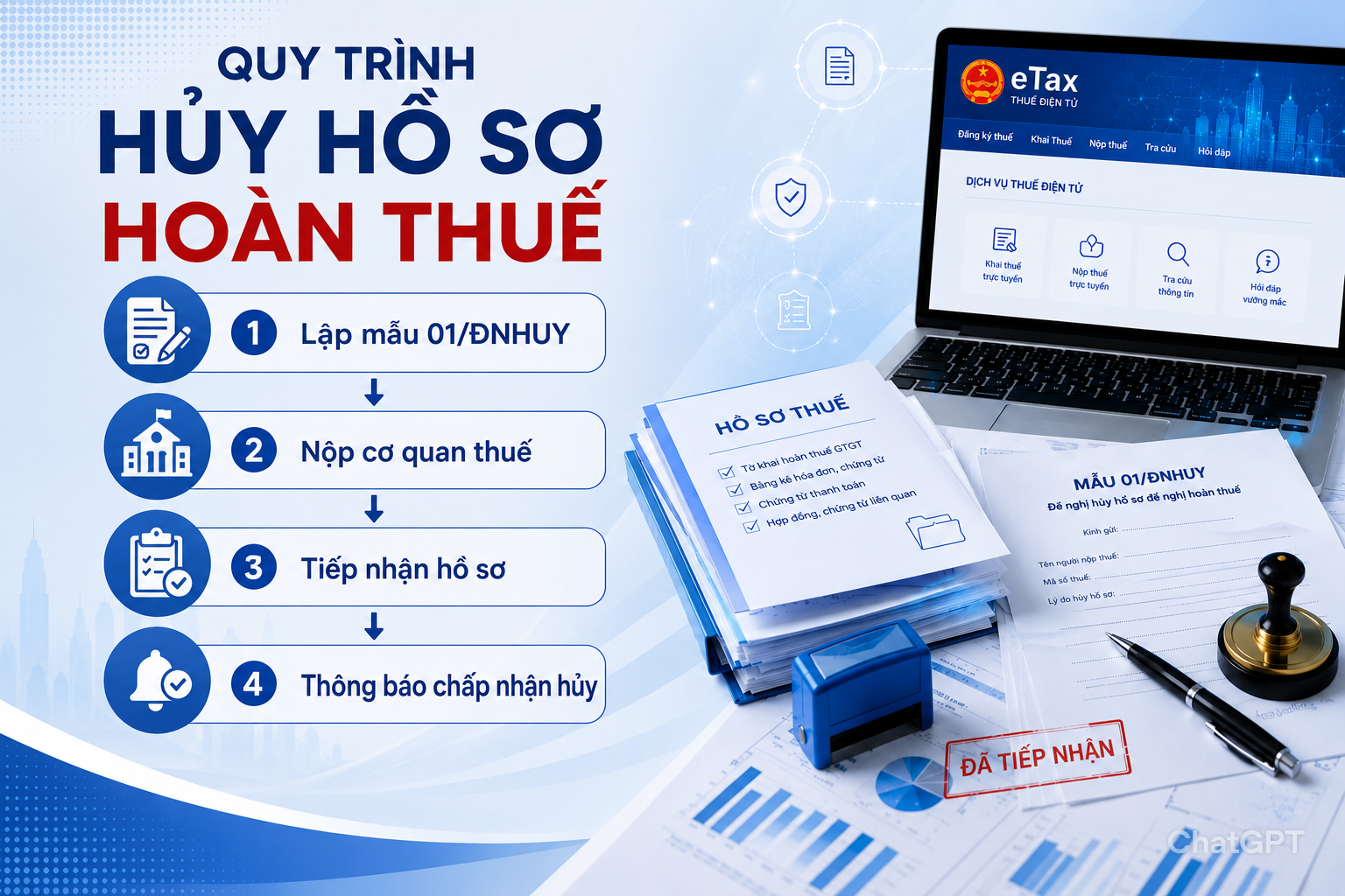 Quy trình hủy hồ sơ đề nghị hoàn thuế năm 2026
